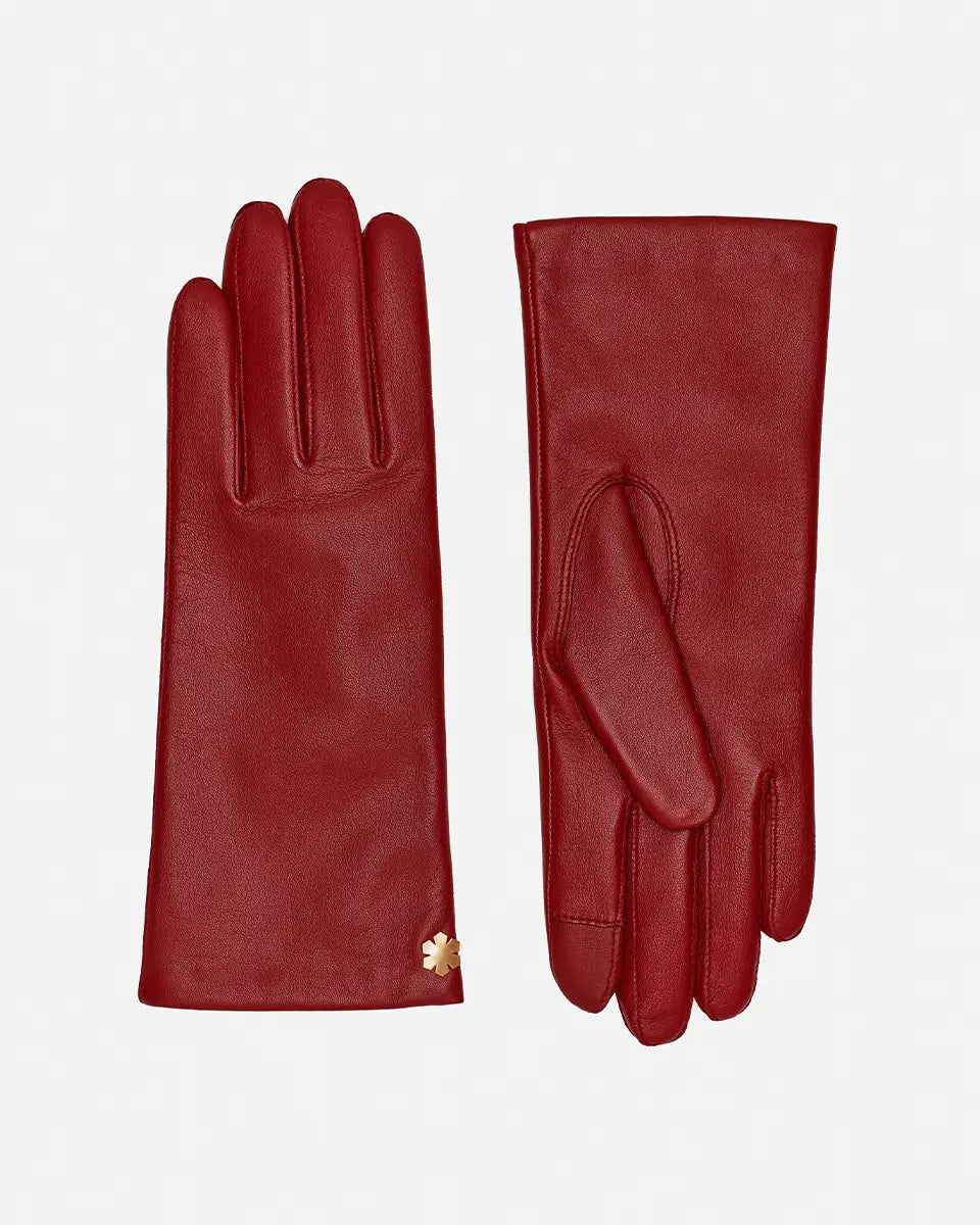 Klassiske damehandsker i lammeskind fra RHANDERS i en smuk rødfarve.