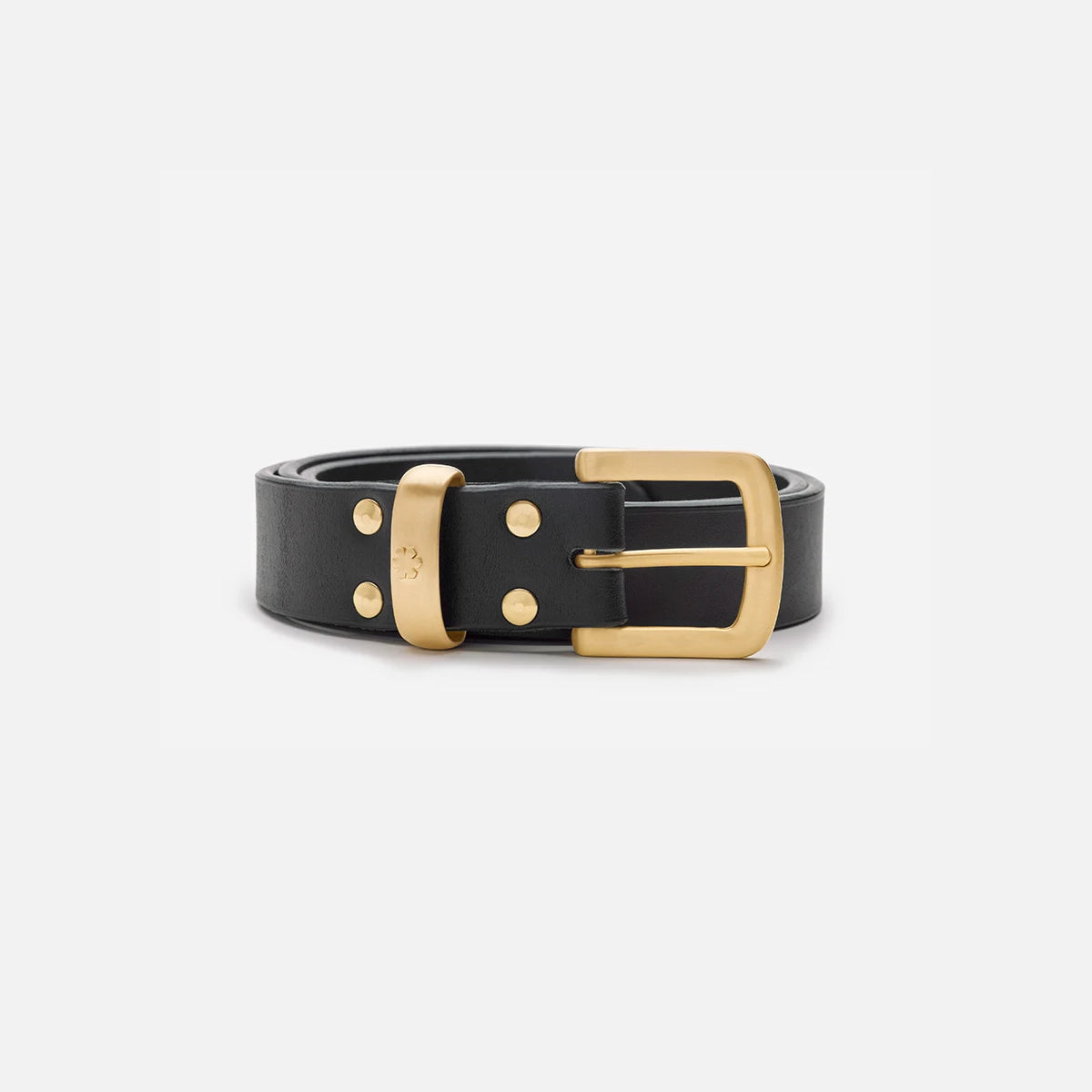 小物 ARGUELONG LETHER BELTBLACKx gold RHANDERSBuckinghamBeltLoop_701