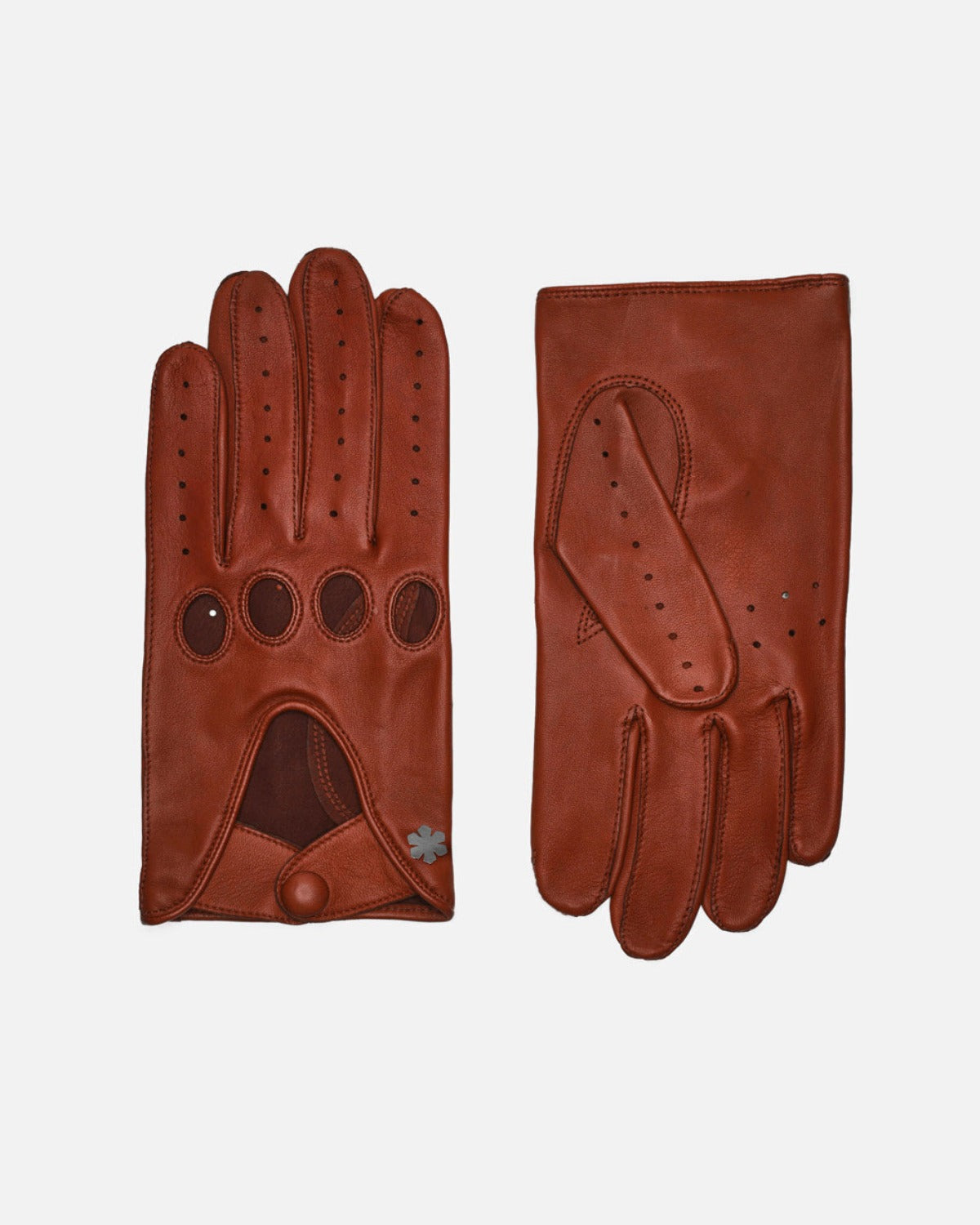 Classic driving gloves for men from RHANDERS adorned with a hematite-plated Kalmus flower.