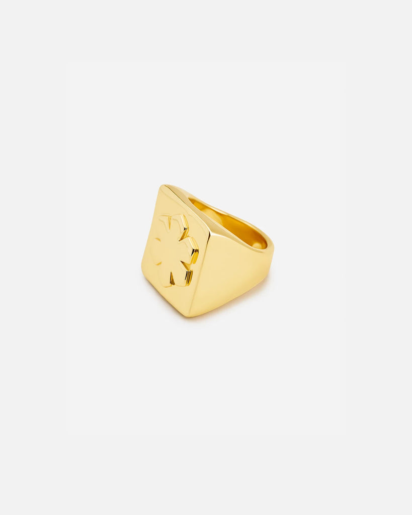 Statement square gold ring from RHANDERS. Designed as a styling piece to hold and adjust your silk or cotton scarves, can be worn as a finger ring