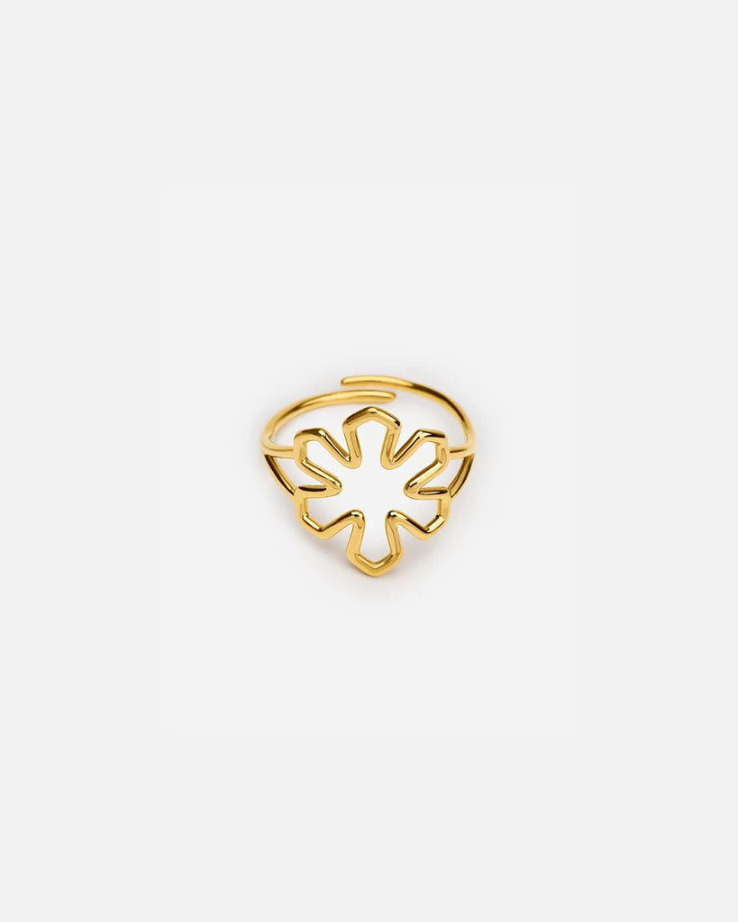 Delicate ring with the outline kalmus flower, wear it on your finger or over a glove.
