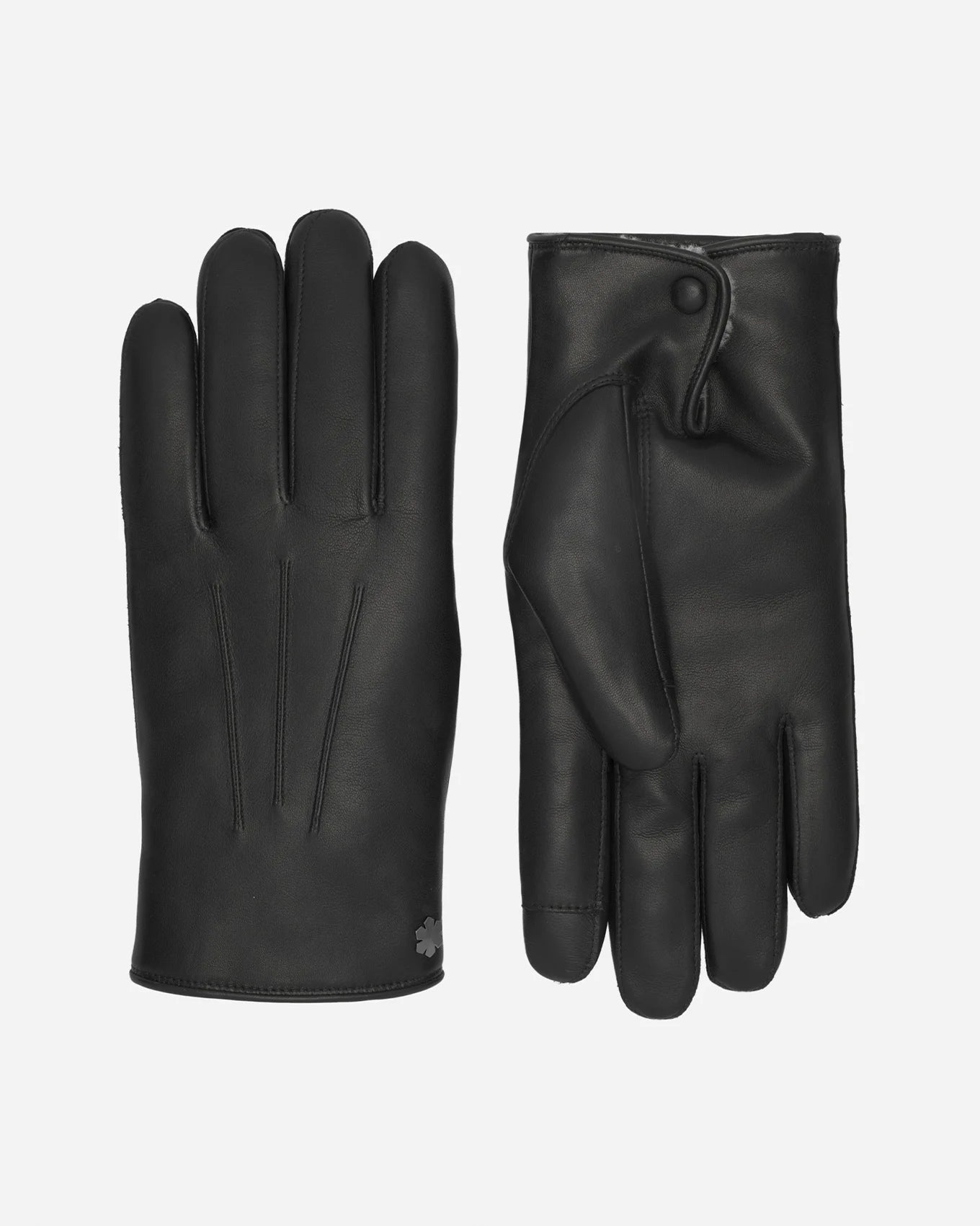 Discover Winston Pearl men's gloves from RHANDERS, crafted from the butter-soft lamb leather with warm slink lining, and adorned with a hematite-plated Kalmus flower.