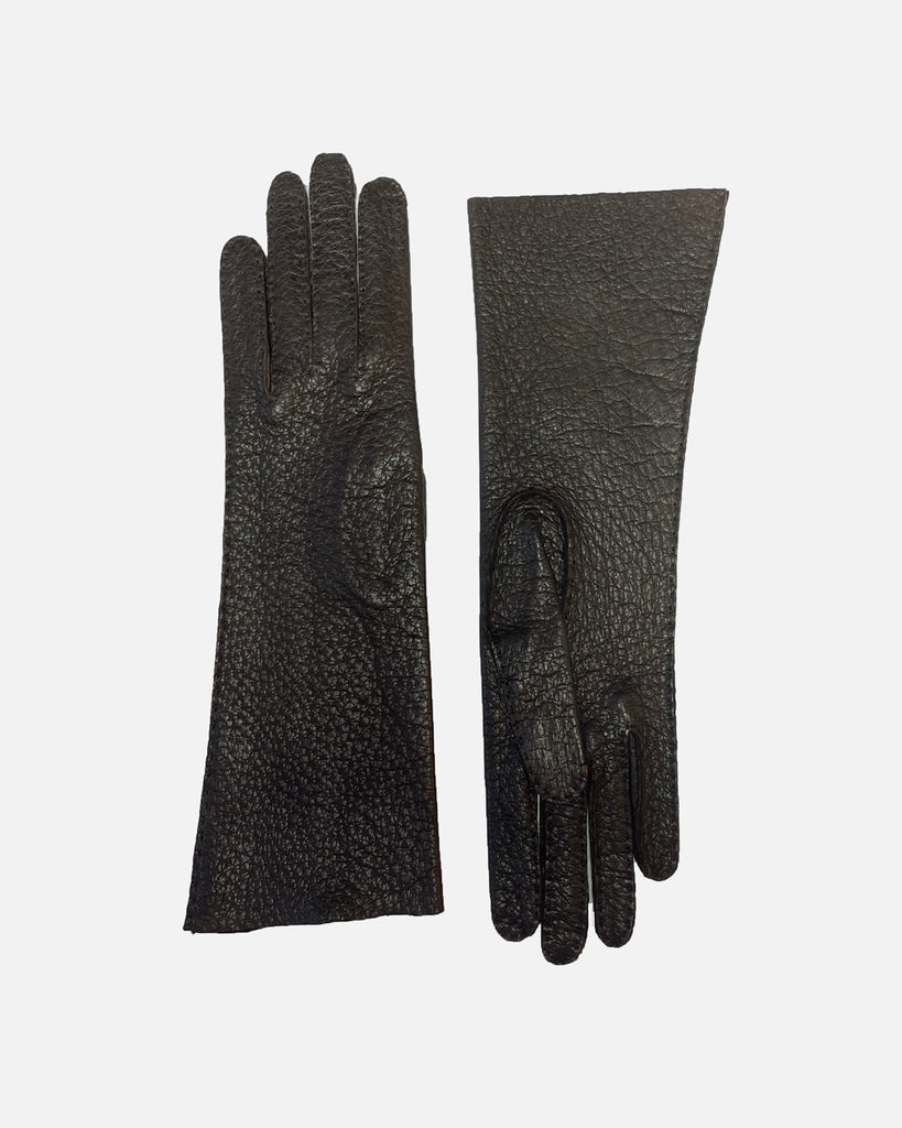 Unlined female gloves in black peccary leather from RHANDERS.