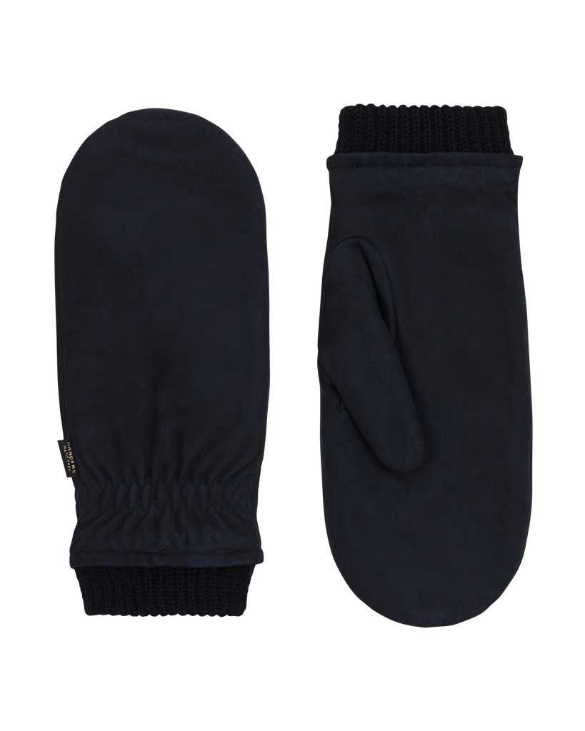 Nubuck men's mittens in black with fleece lining from RHANDERS.