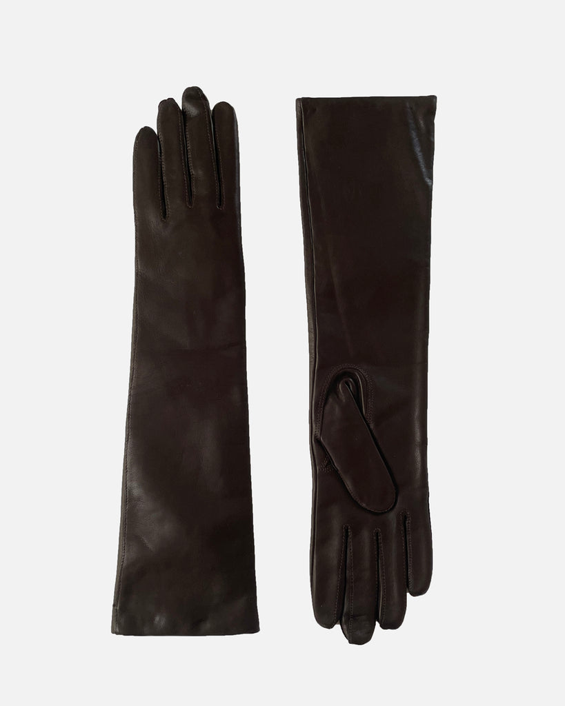 RHANDERS women's leather gloves in black with wool lining.