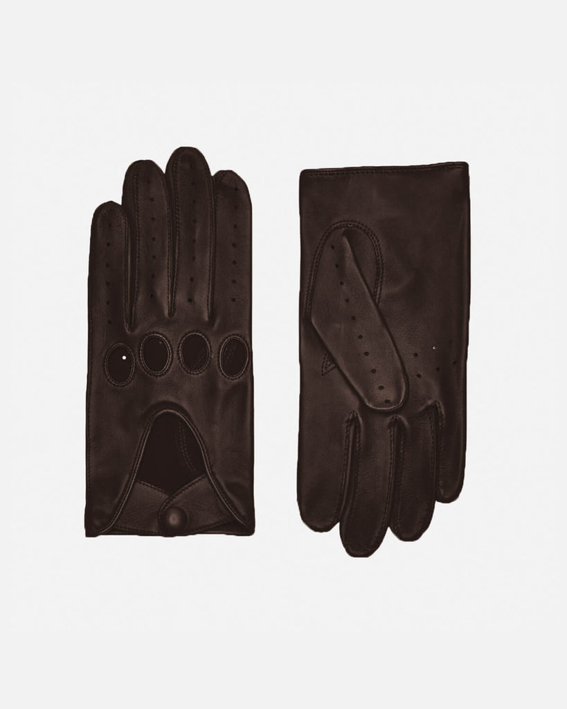Classic men's driving gloves in brown lamb leather, unlined from Randers Handsker.