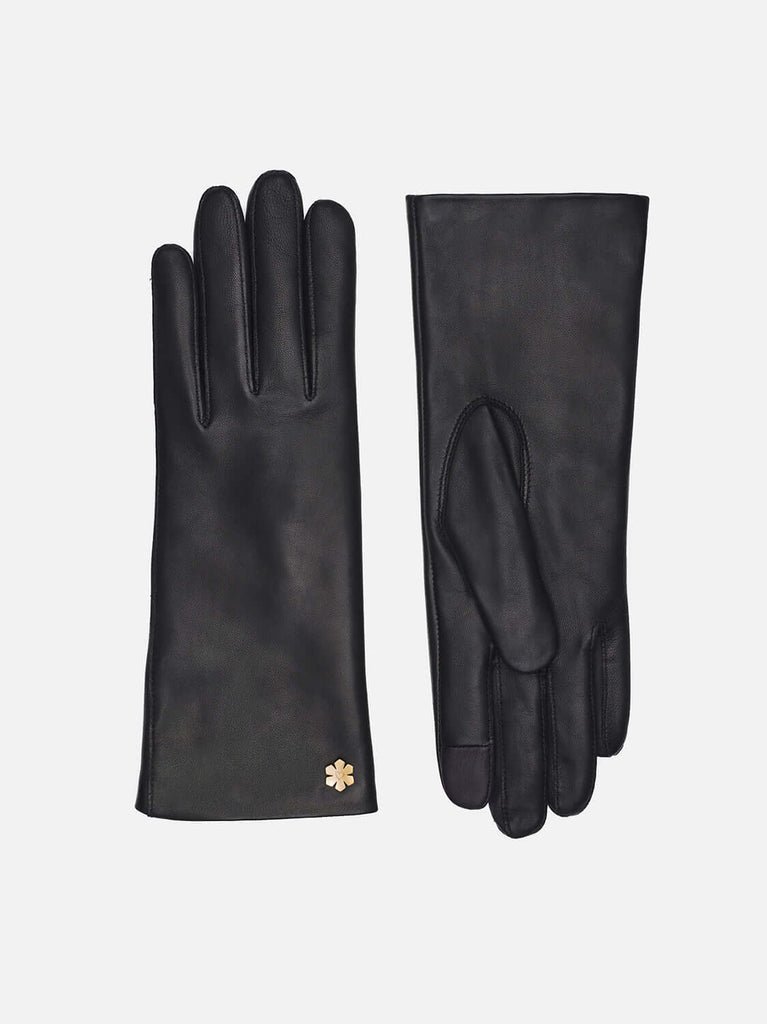 RHANDERS female leather gloves "Anna Heart" with wool lining and touch.