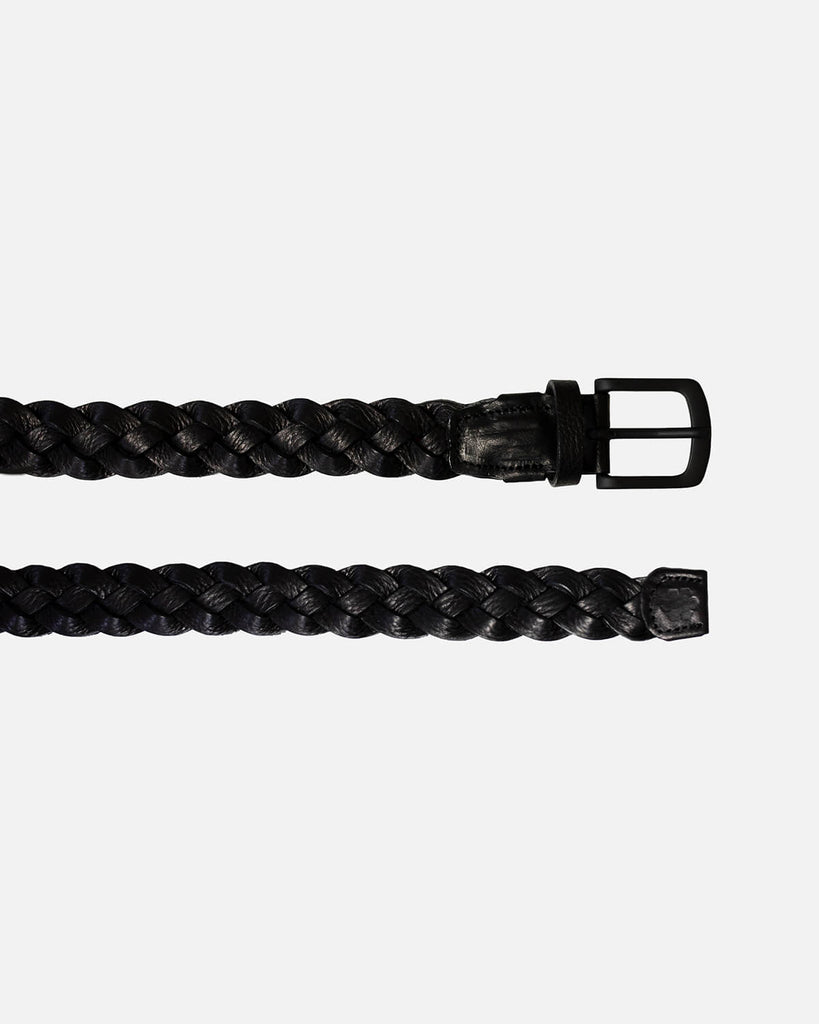 Women's black belt in braided leather from RHANDERS.