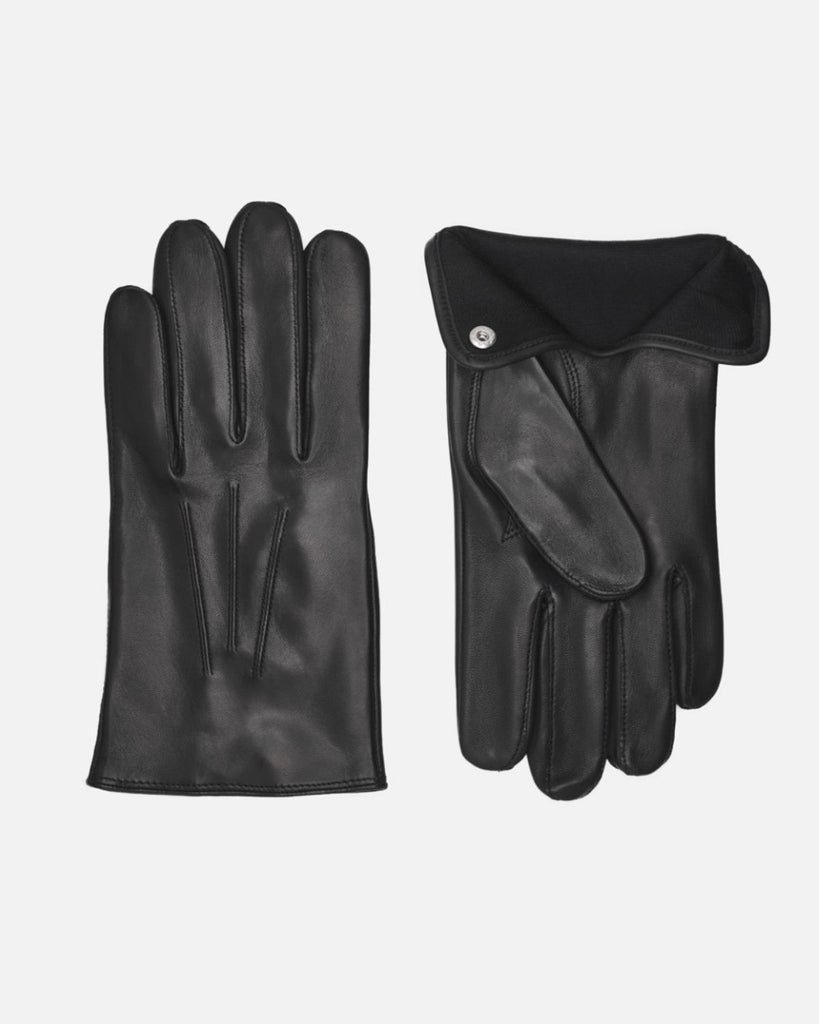 Men's leather gloves in black with silk lining from Randers Handsker.