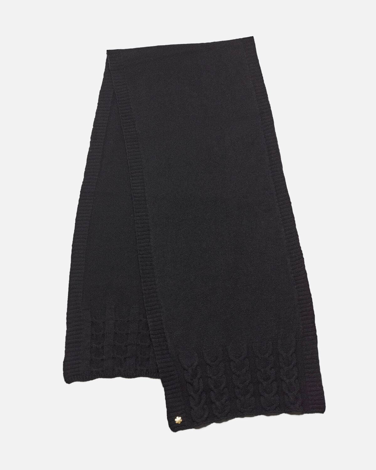 The Arie Scarf is available in seven colours: Black, Camel, Atlantic Blue, Navy, Light Grey, Charcoal, and Cream.