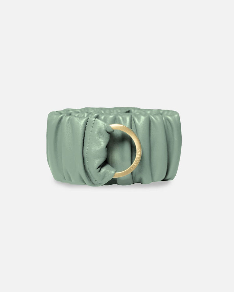 Wide elastic women's belt with gold clasp in the colour mint.