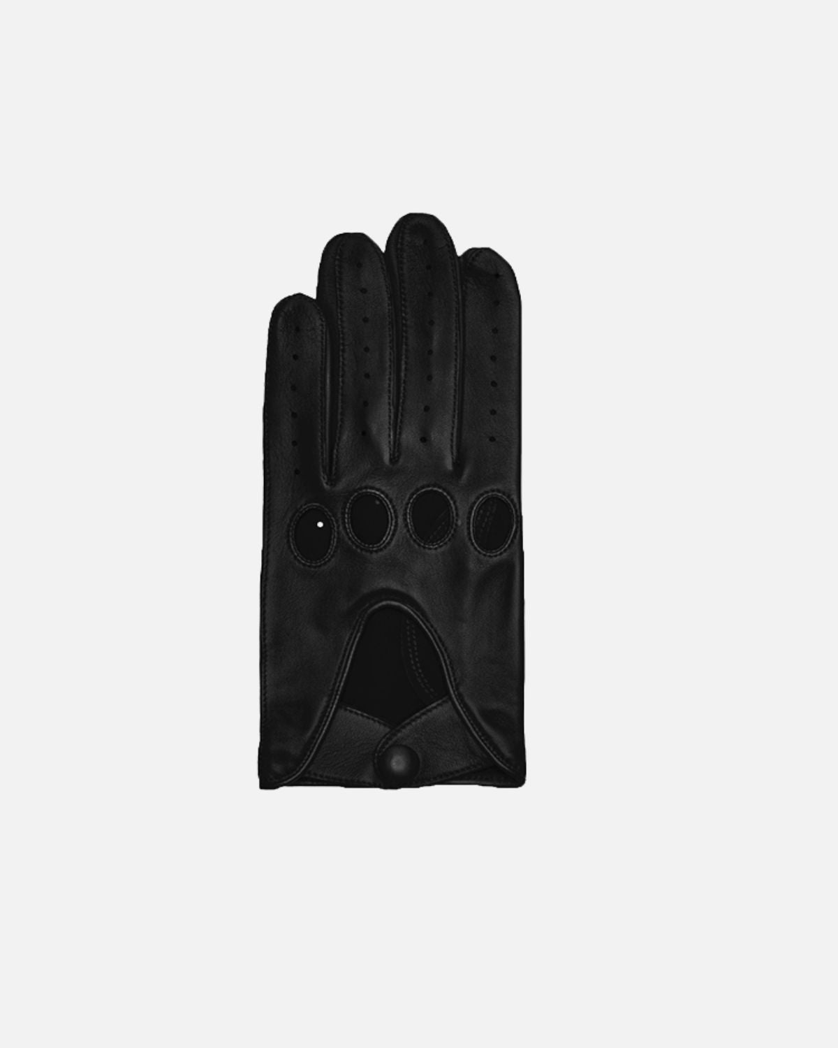 One hand driving gloves for men from RHANDERS, crafted from butter-soft lamb leather in the colour black.