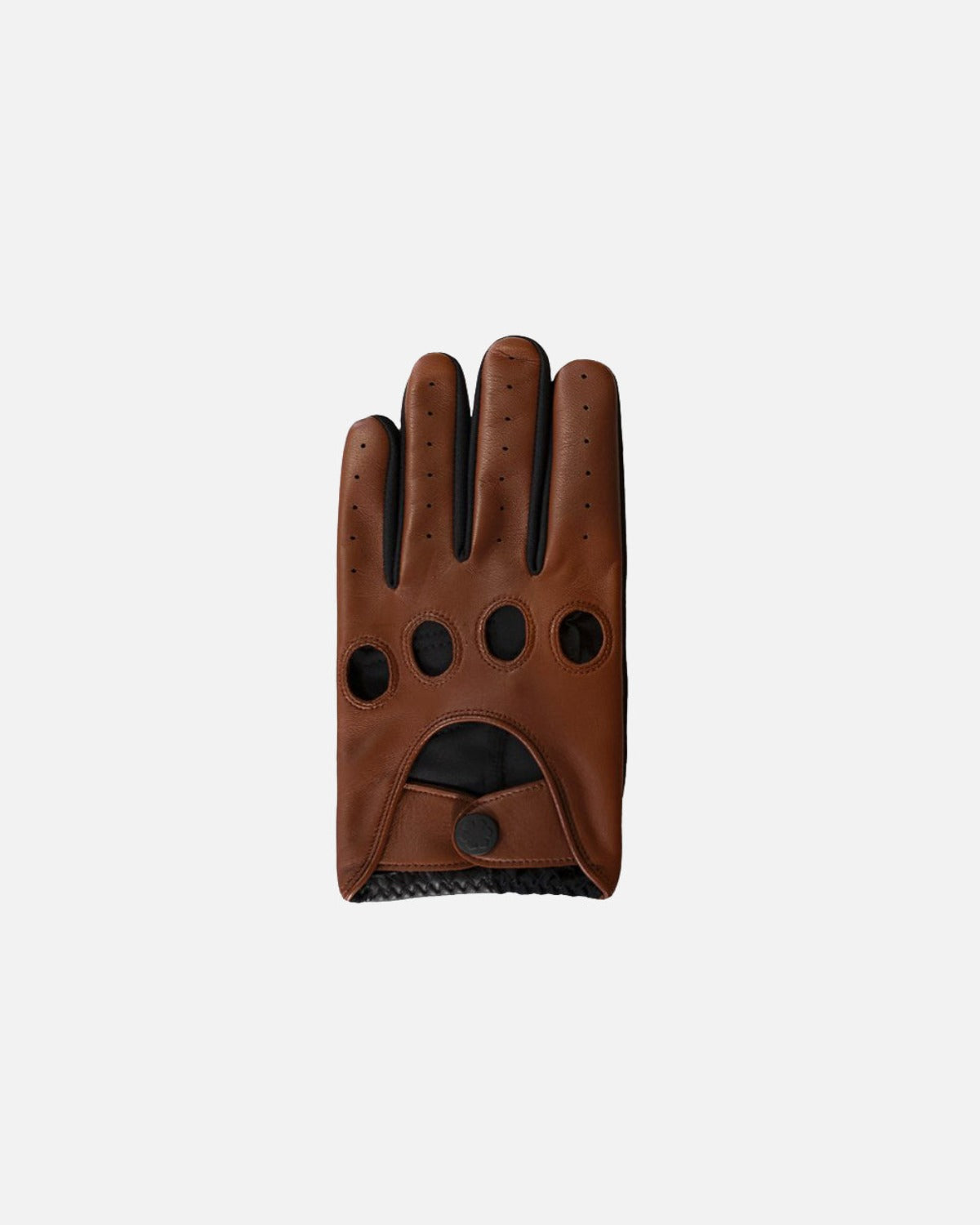 One hand one-size driving gloves for men, Frederik One-size. Crafted from lamb leather, panels of Lycra for elasticity, and with extra touch technology, RHANDERS.