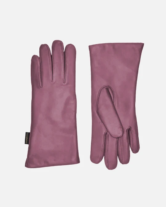  Classic female leather gloves in cassis and with warm wool lining, RHANDERS.