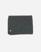 Light grey Alex Scarf for men adorned with a 14 karat gold-plated Kalmus flower in one corner.