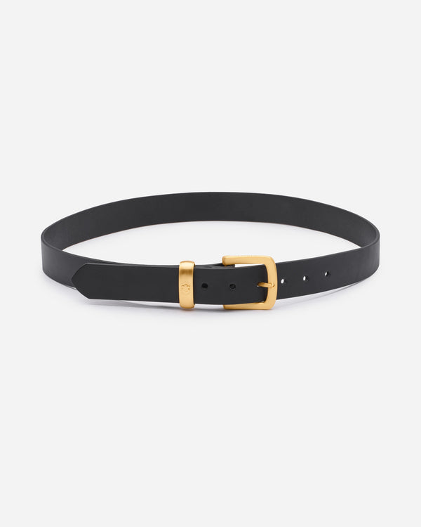 Classic black and gold leather belt » Made in Denmark | RHANDERS display picture 1