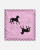 The Cheval Silk Scarf for women from RHANDERS is 100% made from silk and comes in a beautiful rosé colour with black print.