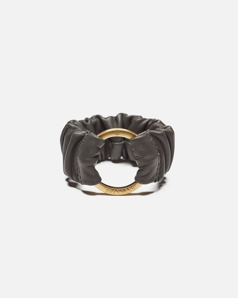Grey women's bracelet with a gold plated clasp. Made from 100% lamb leather and elasticated for comfortable wear.