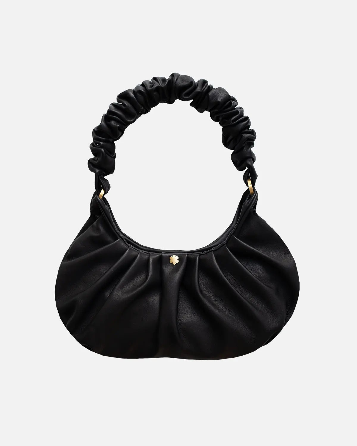 Black elegant bag from RHANDERS in a  Baguette silhouette. 14K goldplated details. Lamb leather and buttersoft