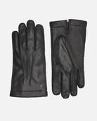 Classic men's leather gloves from RHANDERS, Harald is made from lamb leather with wool lining for optimal comfort. The lamb leather gloves for men are decorated with three points and a hematite Kalmus flower.