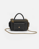 Structured, boxy shape, and soft handles, the Isabella Vanity Bag has inside pockets and 3 outside pockets with magnet closure,  RHANDERS.