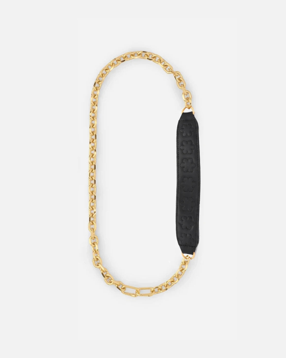 The Kalmus Quilted Shoulder Strap is characterised by its padded leather strap with the signature Kalmus quilting. The strap is finished with a 14 karat gold-plated chain, RHANDERS.