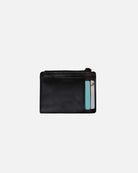 Small leather zip wallet in black, with compartments for creditcards from RHANDERS.