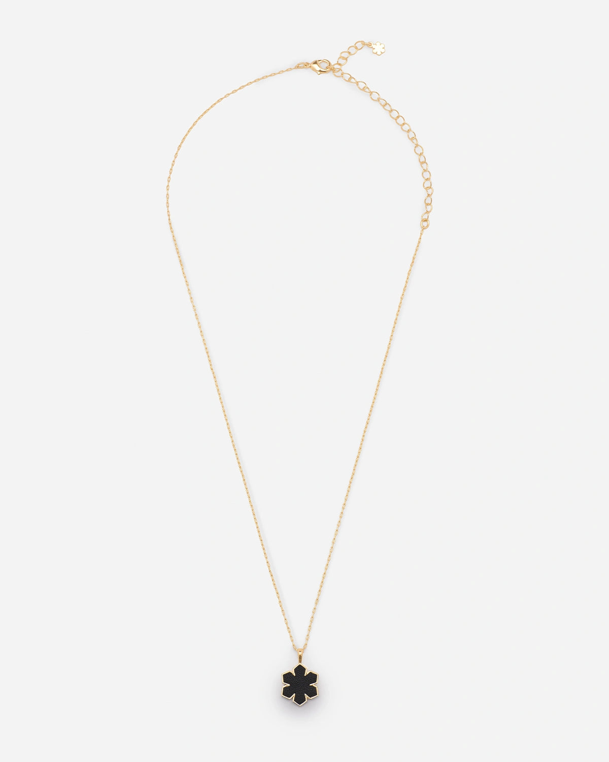 Adjustable necklace from RHANDERS with   the signature Kalmus flower adorned with soft glove leather at the center. 