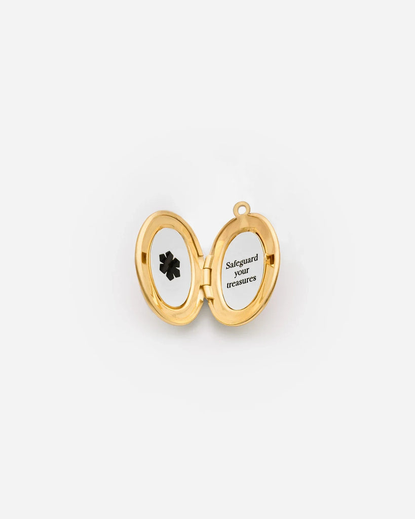 14k guldbelagt amulet øreringe fra RHANDERS med plads til 2 billeder, et utroligt elegant og personligt smykke.