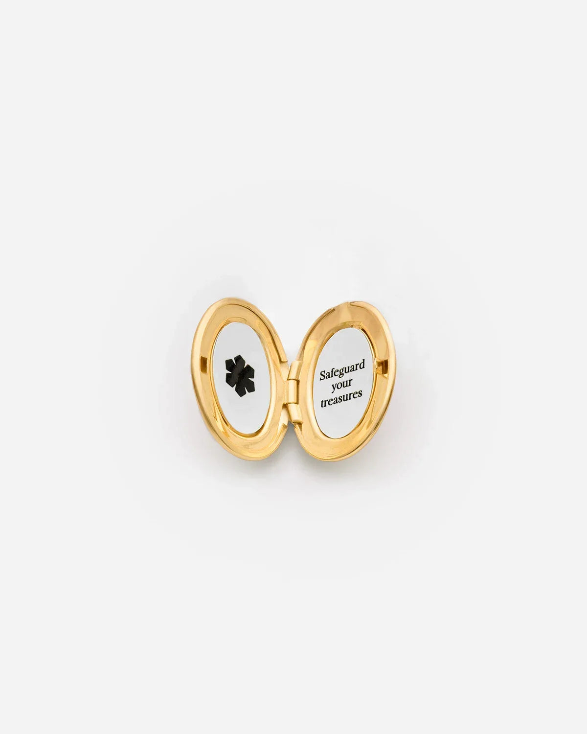  14K gold pleated amulet ring from RHANDERS, with room for 2 images making this a remarkably elegant and personal piece of jewellery.