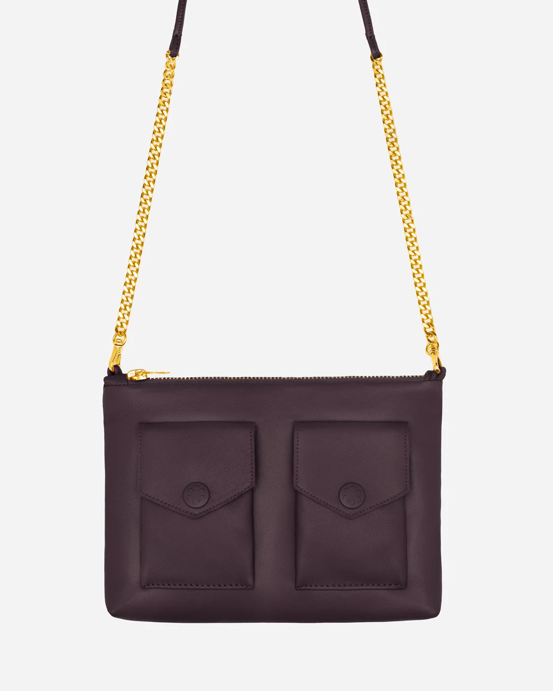 Women's pouch in luxurious plum lamb leather, handmade in Denmark.