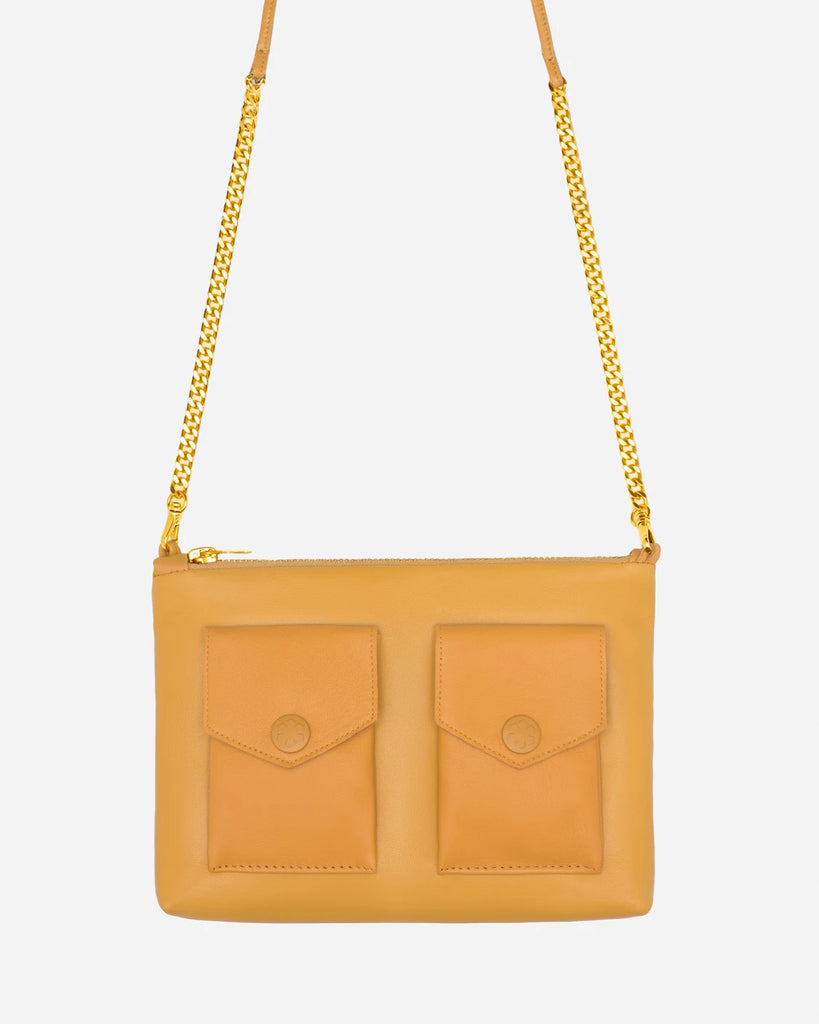 Tidløs taske fra RHANDERS i gult lammeskind. Designet og håndlavet i Danmark.