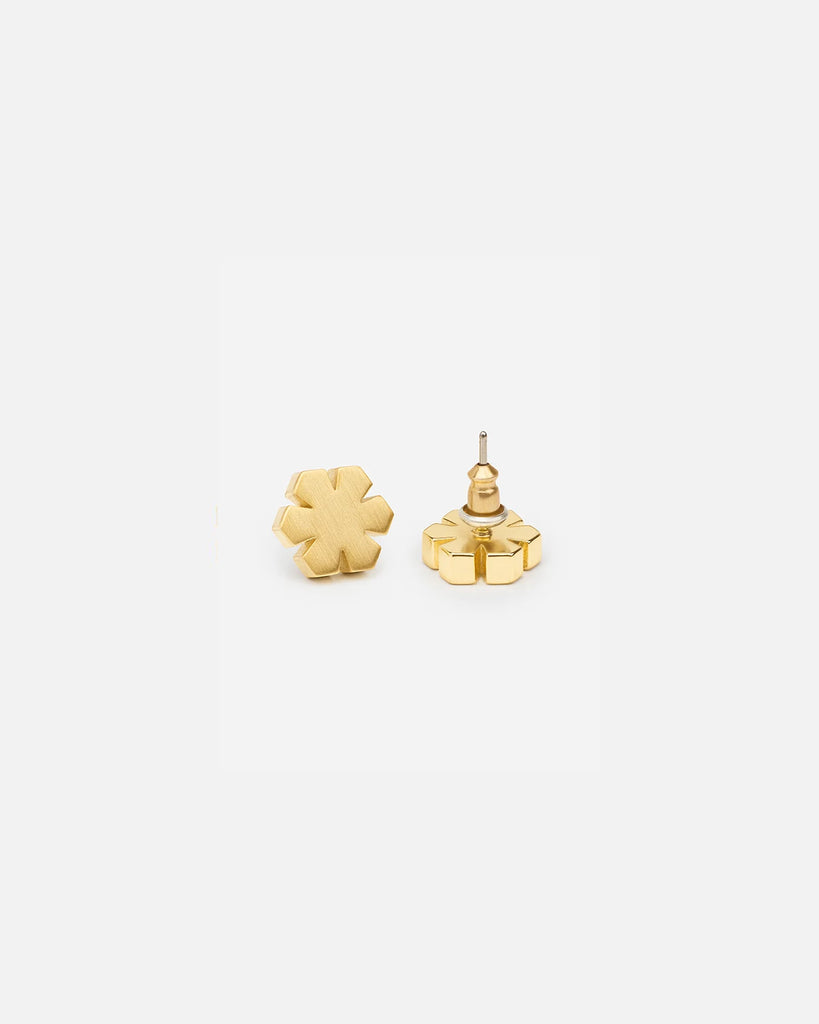 Chunky gold stud earrings with kalmus flower from RHANDERS - simple yet powerful