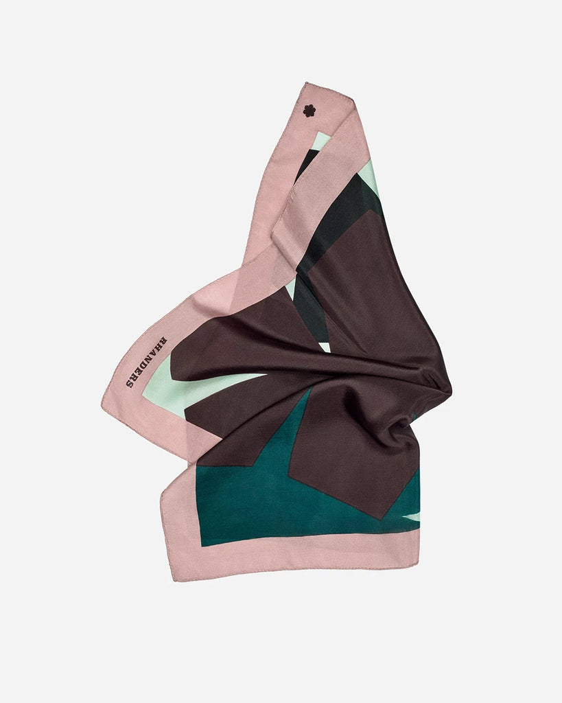 Soft and sumptuous silk scarf from RHANDERS, featuring our signature colours: mint, teal, rose and plum.