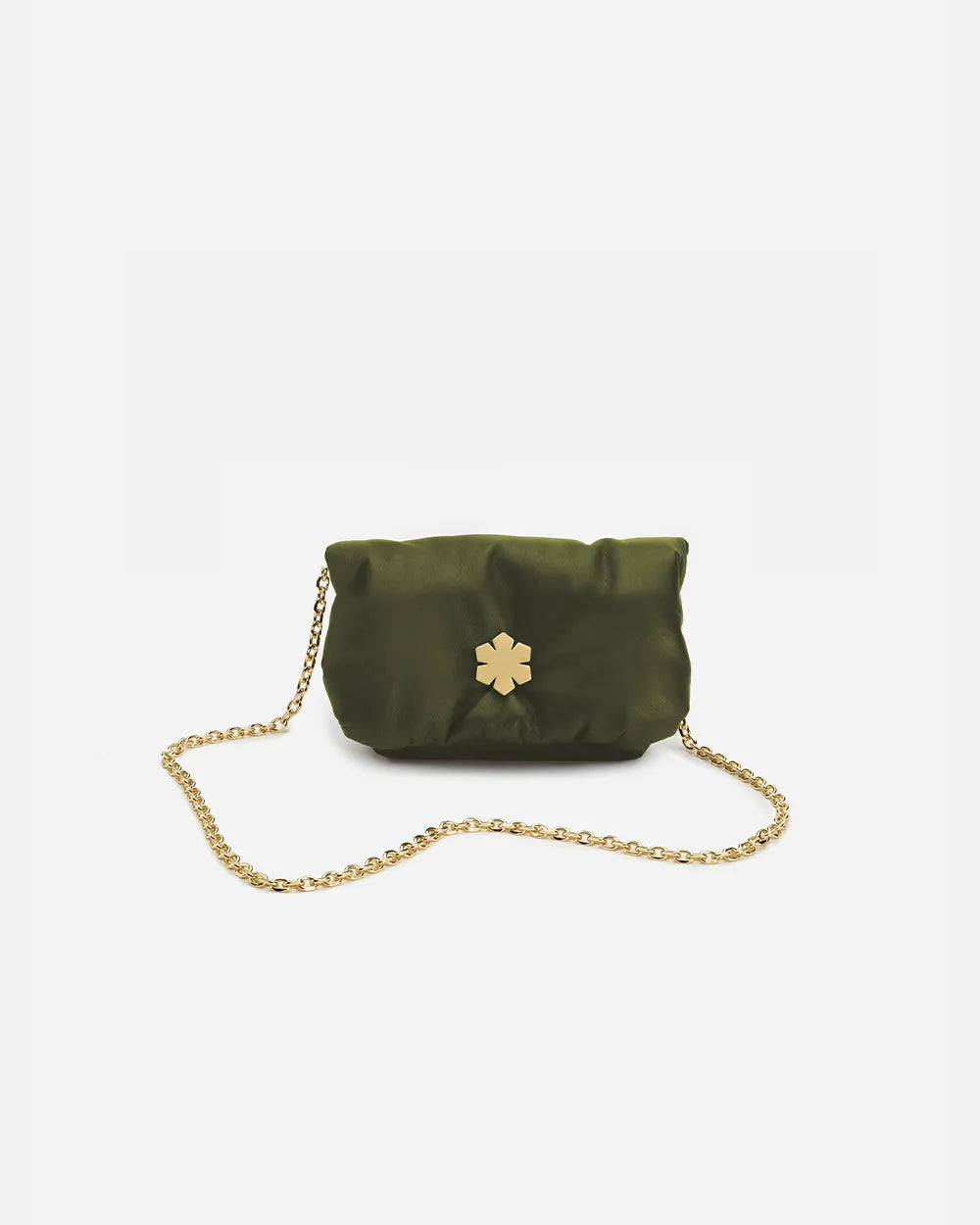 Den klassiske Louisa clutch fra RHANDERS med 14 karat guldbelagt rem, lynlås og kalmus.