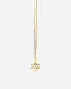 Gold pleated necklace with 14 karat gold pleated kalmus flower