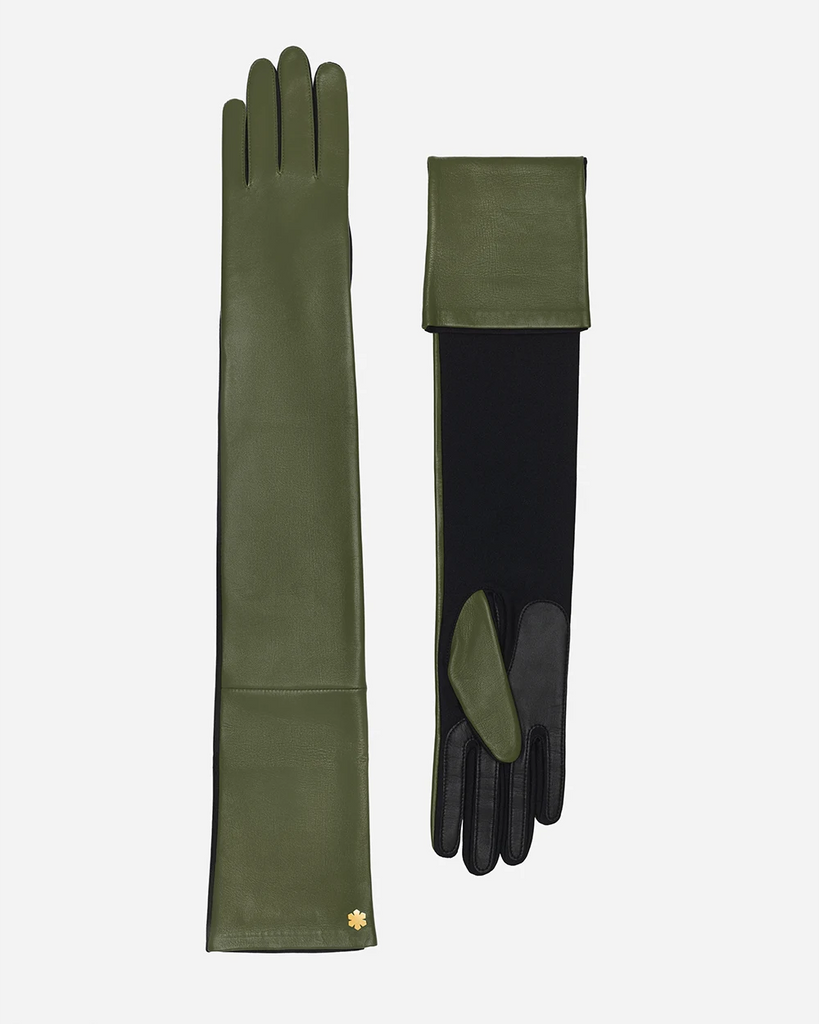 Long army leather gloves for women, one-size fit from RHANDERS.