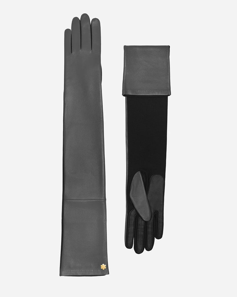 Classic unlined long leather gloves for women in gray from RHANDERS.
