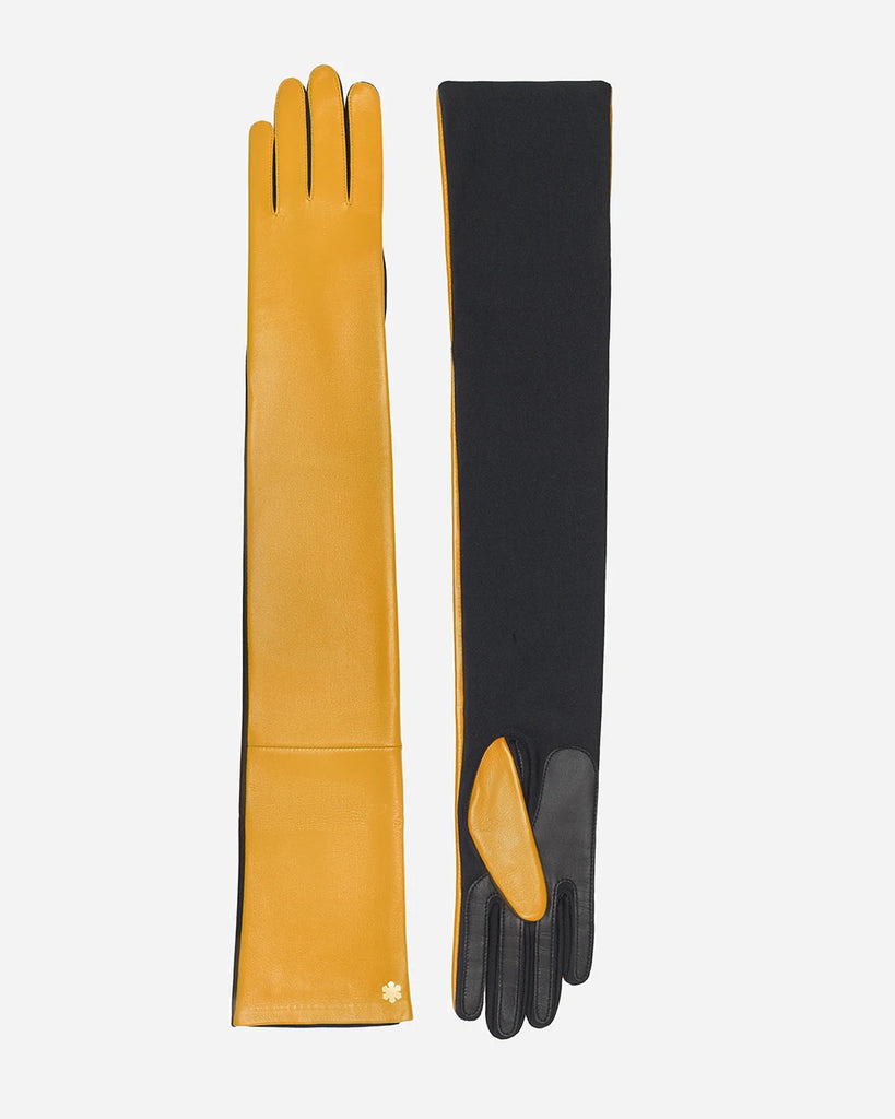 Klassiske lange skindhandsker i gul til kvinder, one-size fit fra RHANDERS.