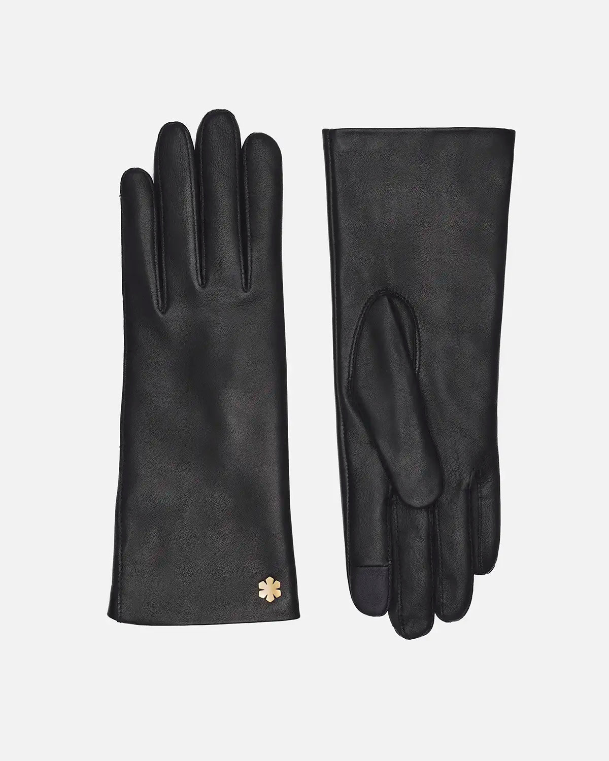 Classic women's leather glove from RHANDERS, made with wool lining and touch technology.