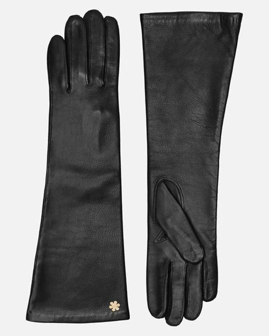 Long female leather gloves with silk lining from RHANDERS.