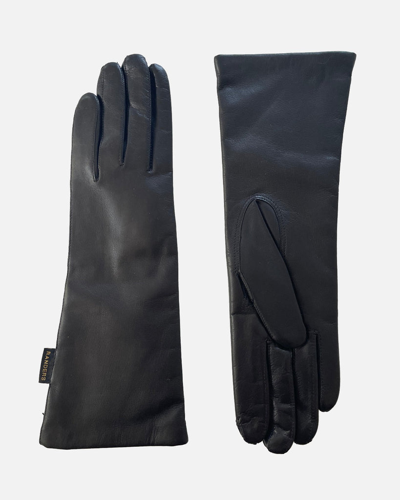 Female leather gloves in black wit wool lining, RHANDERS.