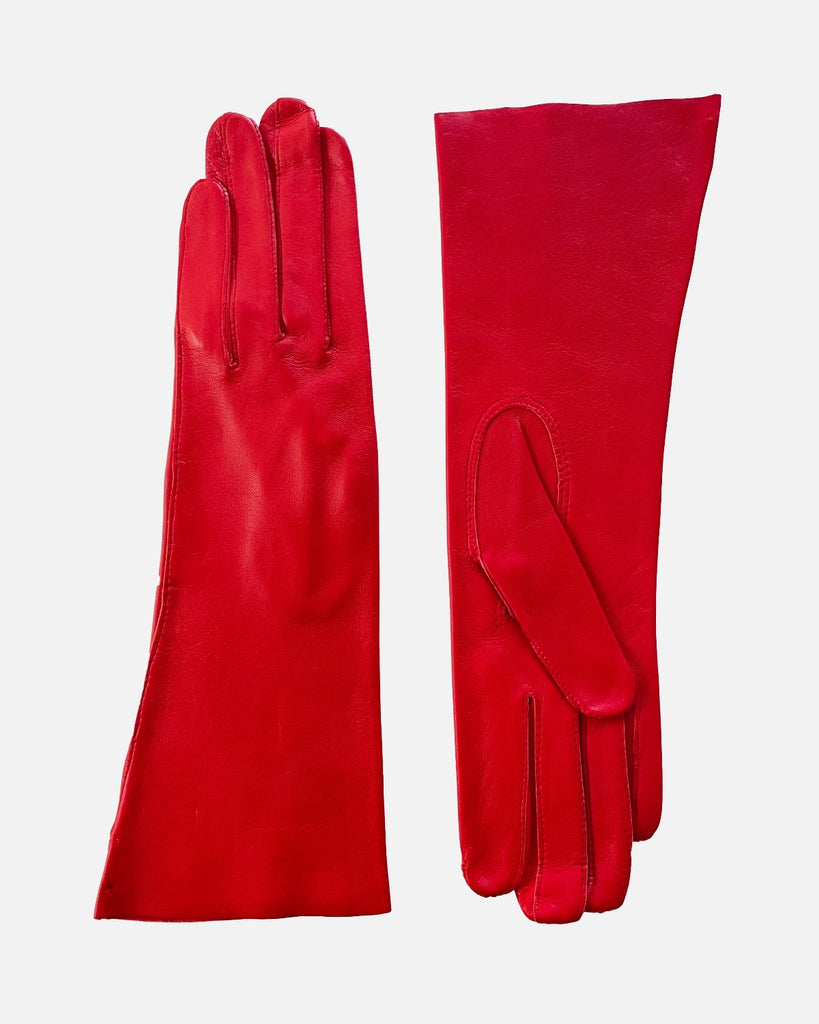 Female leather gloves in red, unlined women's gloves, RHANDERS.