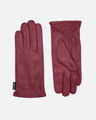 Handcrafted leather gloves for women in the colour wine.