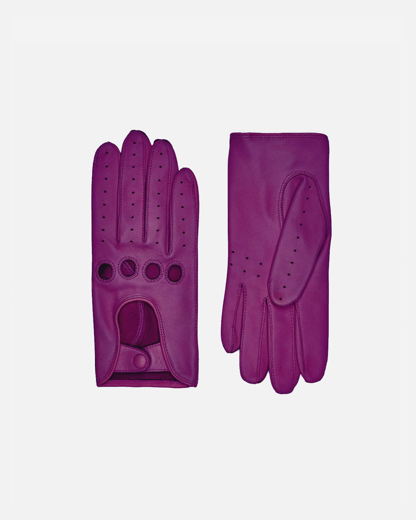 Modern female driving gloves in lilac leather, unlined from RHANDERS.