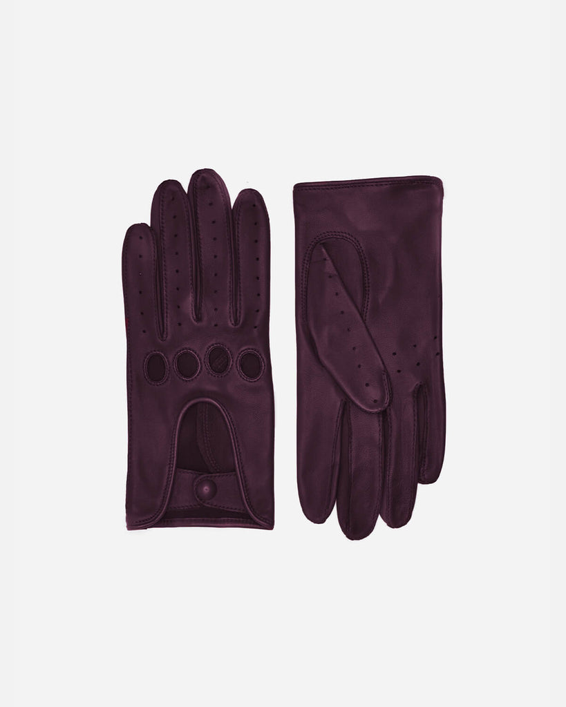 Ultra classic women's driving gloves in the colour plum. Made from 100% lamb leather.