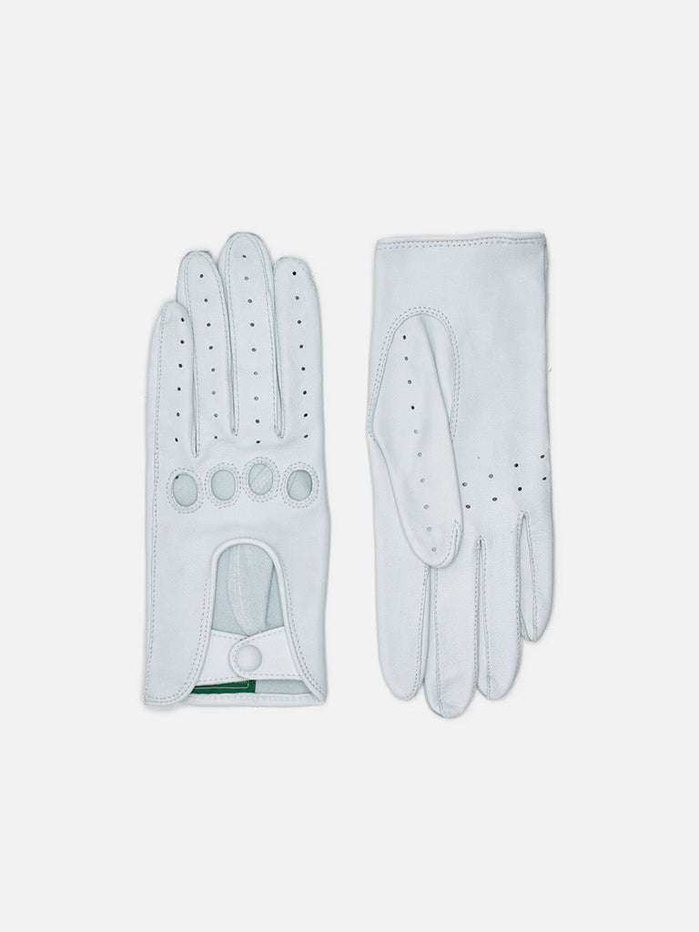 Klassiske dame kørehandsker i hvid, uforet for den ultimative hands-on følelse, Randers Handsker.