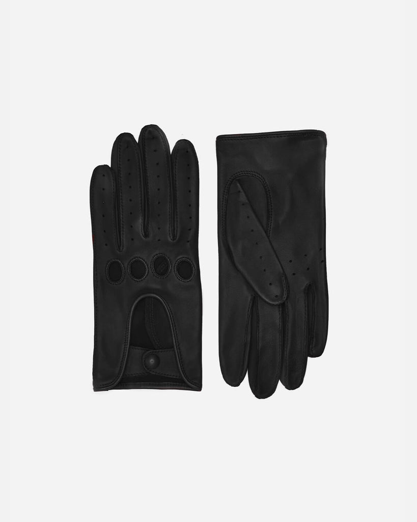 Classic women's driving gloves in black leather, unlined from RHANDERS.