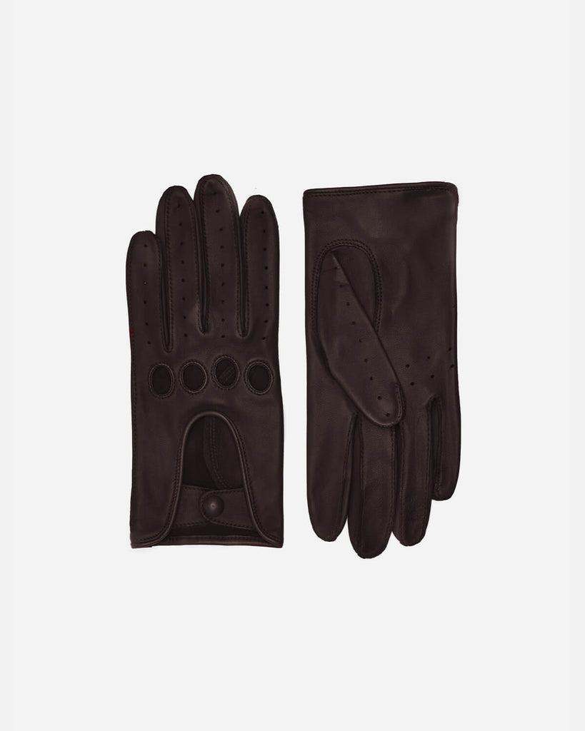 Ultra classic women's driving gloves in the colour brown. Made from 100% lamb leather.