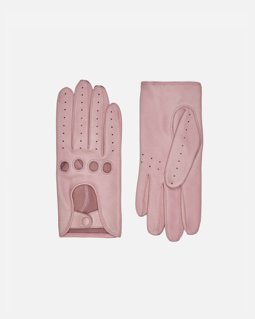 Ultra klassisk kørehandske til kvinder i farven rosa. Fremstillet af 100% lammeskind.